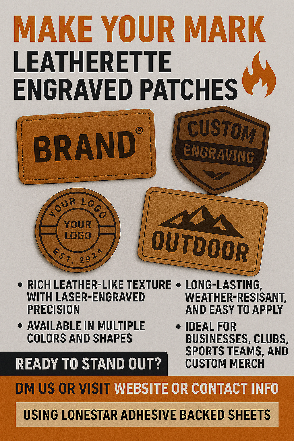 Leatherette Engraved Patches