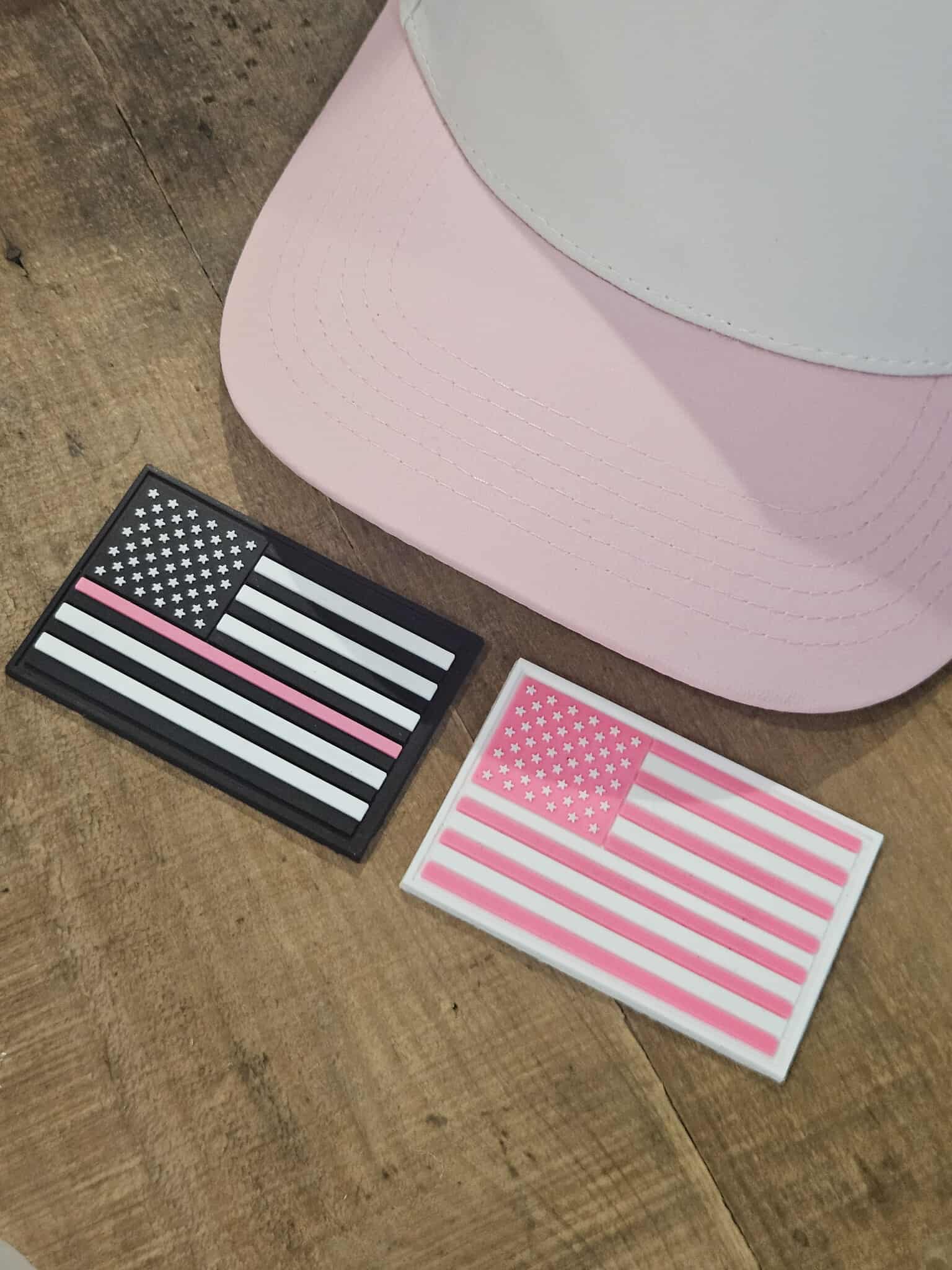 Pink USA Flag PVC Patches